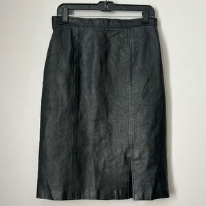 Vintage Via Accenti Black Leather Skirt size 14